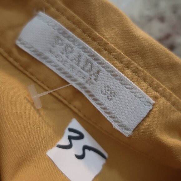 Womens Prada Mustard Sleeveless Button-Up Designer Shirt Top 38 US/2 - Picture 8 of 10